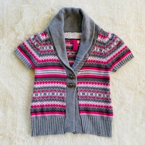 Girl's Cardigan Sweater size 6 Short-Sleeve Fair Striped